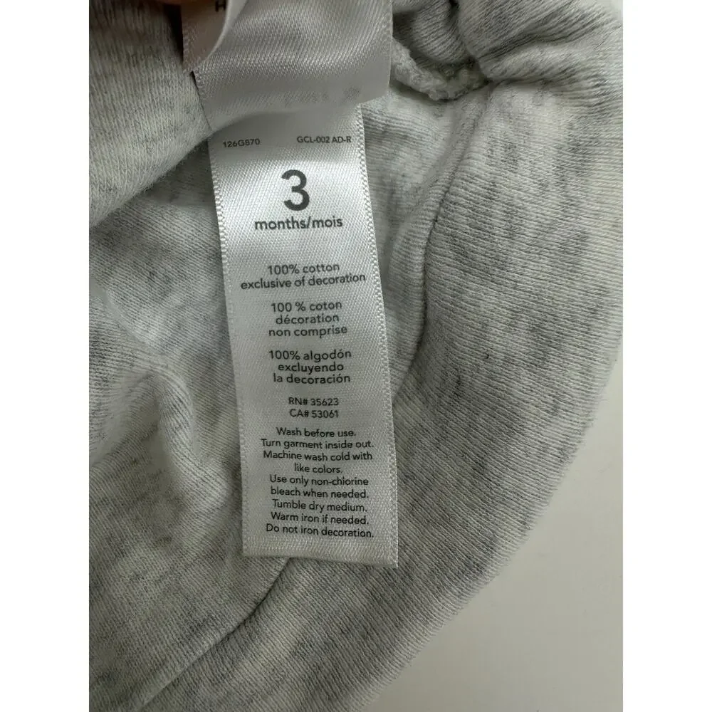 Carters Baby Hat Size 3 Months Grey Animal Face and Ears Beanie